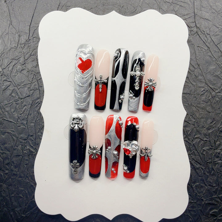 Gothic-inspiriertes 3D dekoratives Aufklebenail-Set