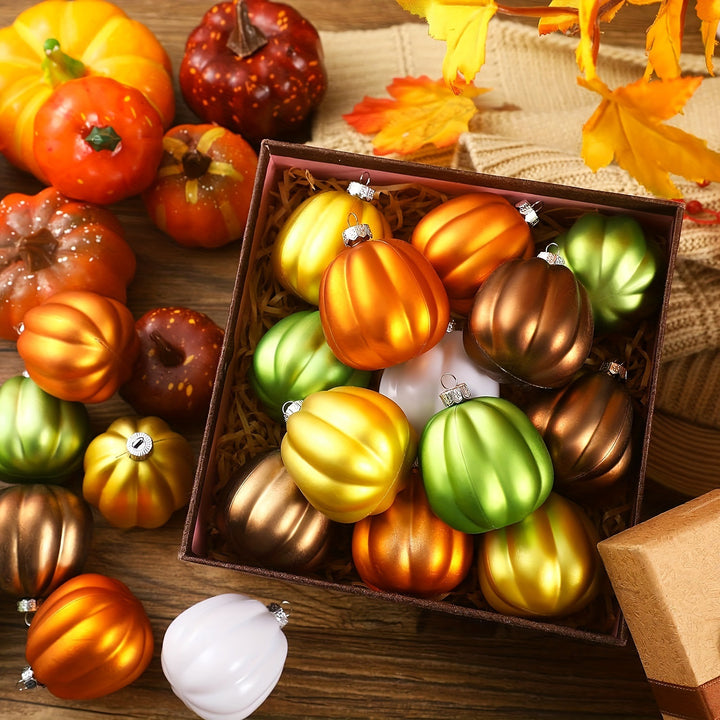 Hängende Weihnachtsanhänger im Kürbisglas-Design Ornament-Set