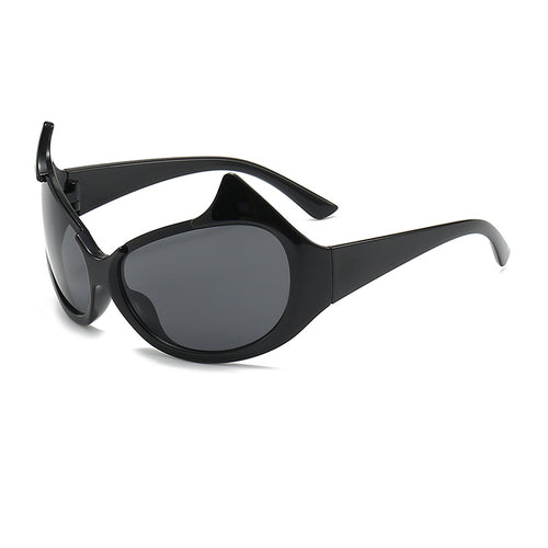 Damen extravagante modische Sonnenbrille mit markanten geschwungenen Rahmen Karnz