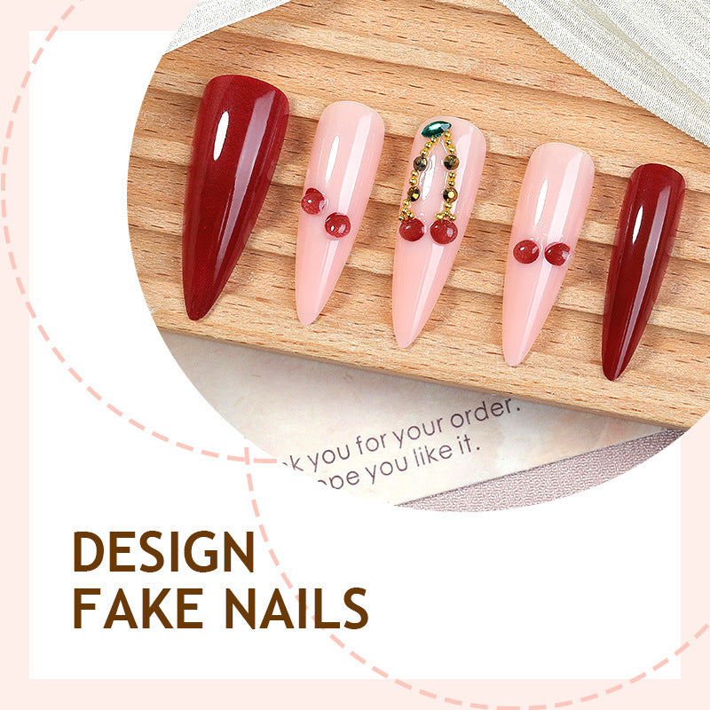 Kunstnagelset mit elegantem Rot- und Rosa-Design Karnz