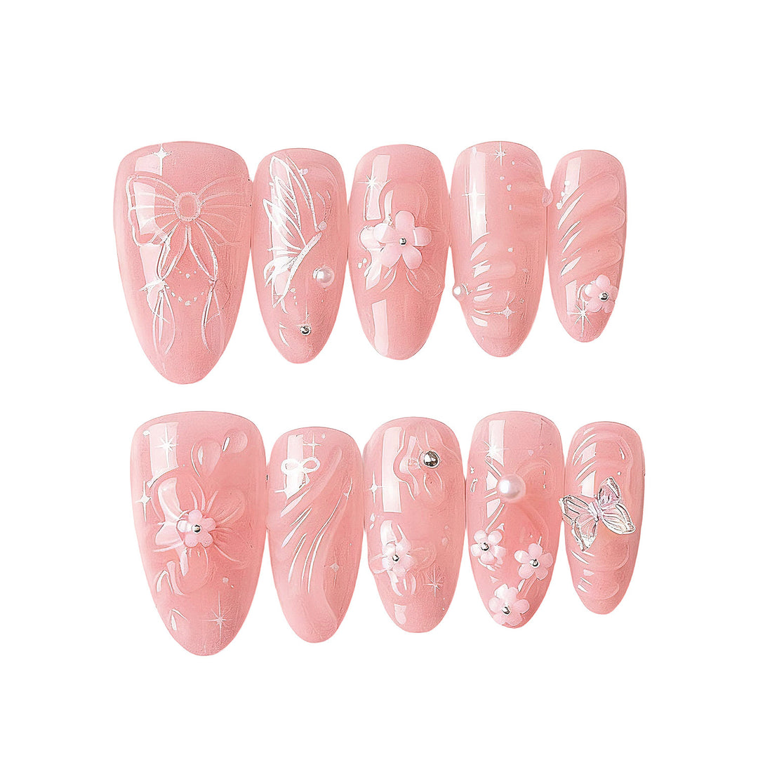 Dekorativer Floral Press-On Nagelkunst Set Karnz