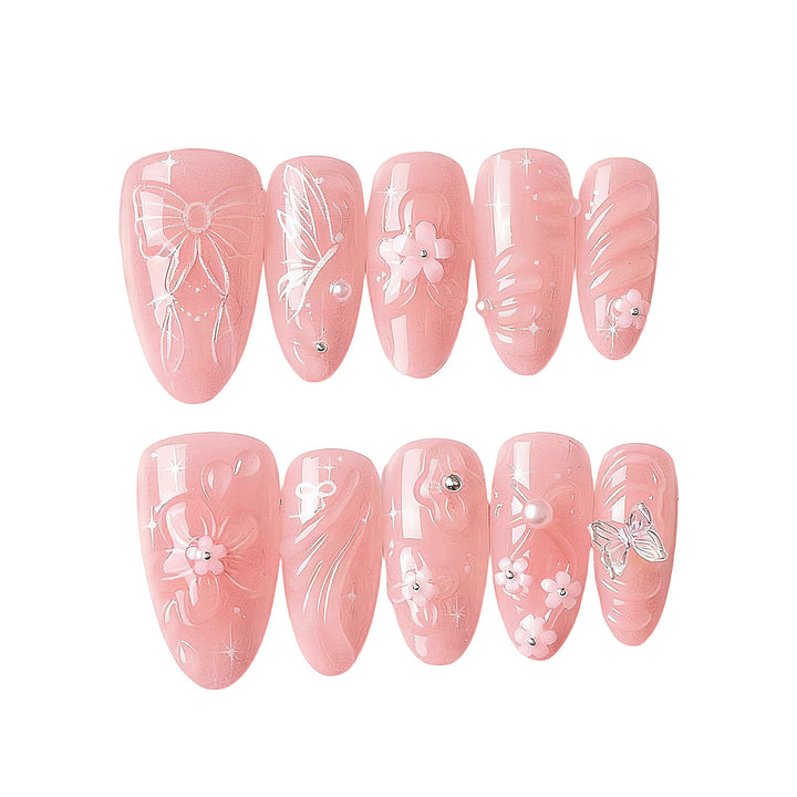 Dekorativer Floral Press-On Nagelkunst Set Karnz
