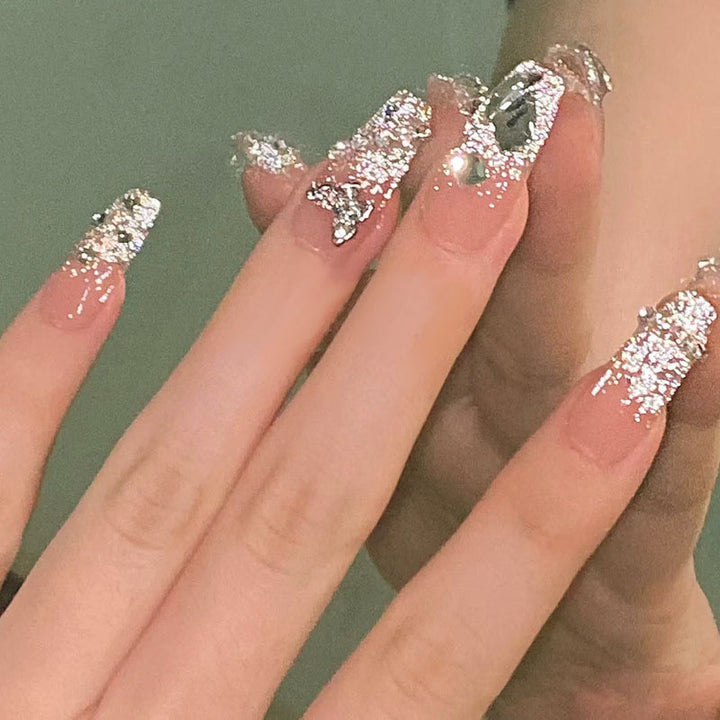 Rhinestone- und Glitter-Press-On-Nagelspitzen