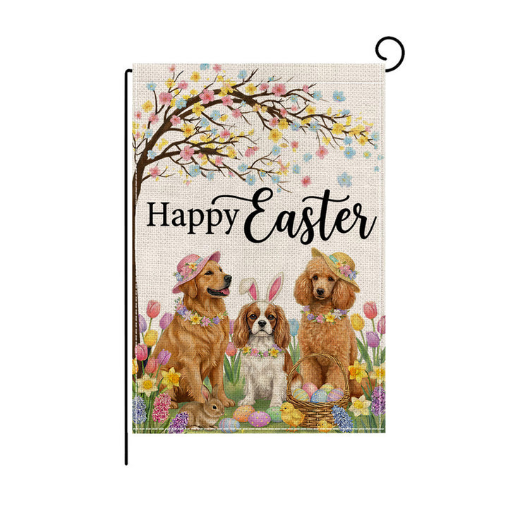 Dekorative Outdoor-Burlap-Textur Ostern Gartenfahne mit doppelseitigem Druck und Fahnenhülse