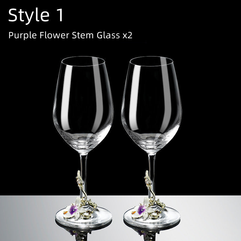Metallic Flower Crystal Weingläser mit Dekanter Koffer Set | Karnz
