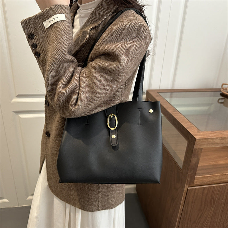 Strukturierte Leder-Shopper-Tasche Karnz