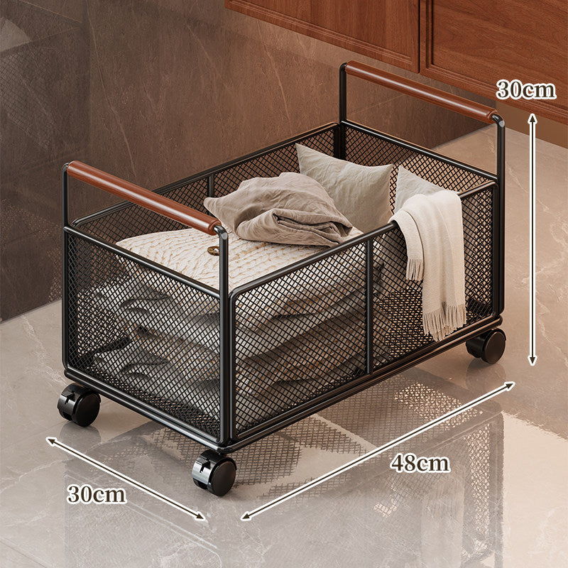 Kompaktes Mesh-Rolllager mit Holzgriffen