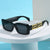 Damen elegante quadratische Sonnenbrille mit luxuriösem Goldakzent Karnz
