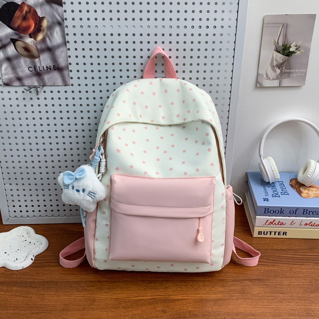 Alltagsrucksack mit Verspieltem Sternen-Design und Zusätzlicher Fronttasche Karnz