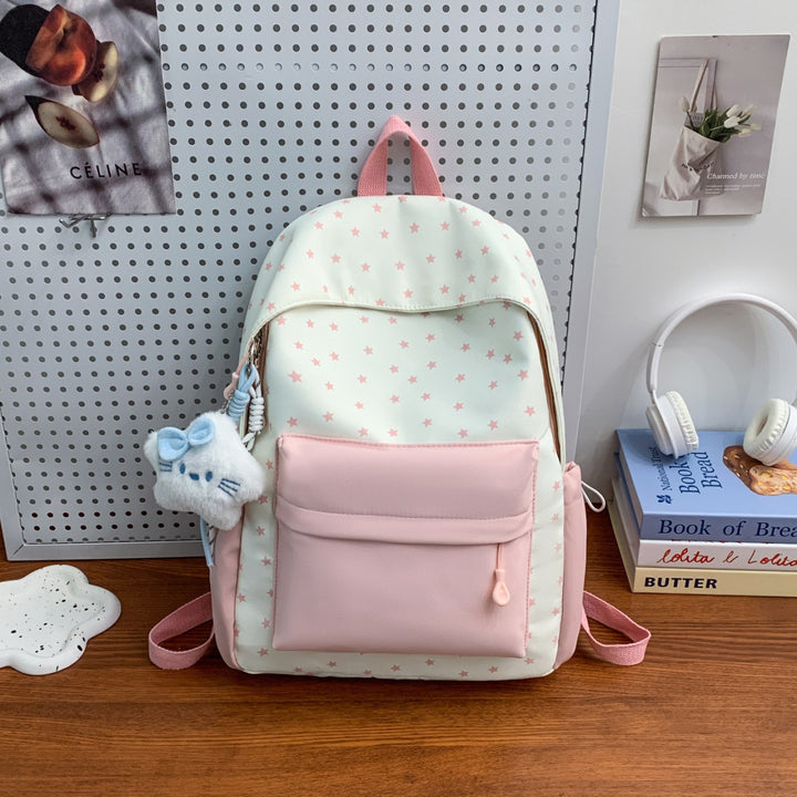 Alltagsrucksack mit Verspieltem Sternen-Design und Zusätzlicher Fronttasche Karnz