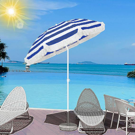 Damen Sonnenschirm mit stylishen Quasten Karnz