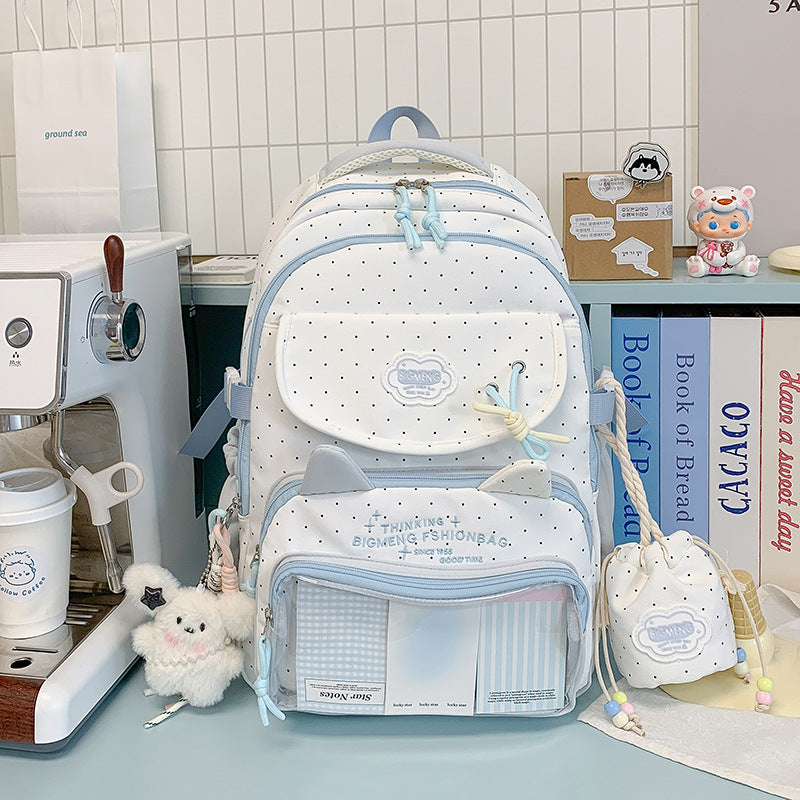 Polka Dots Design Rucksack mit mehreren Fächern Karnz