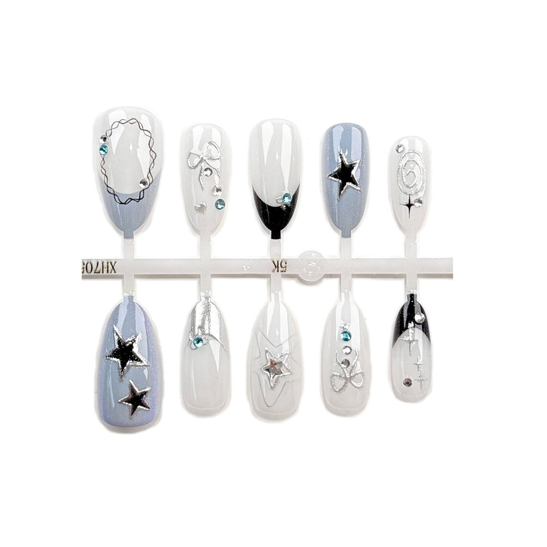 Premium Star-Beschmückte Press-On-Nagelset