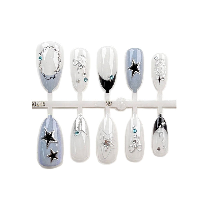 Premium Star-Beschmückte Press-On-Nagelset