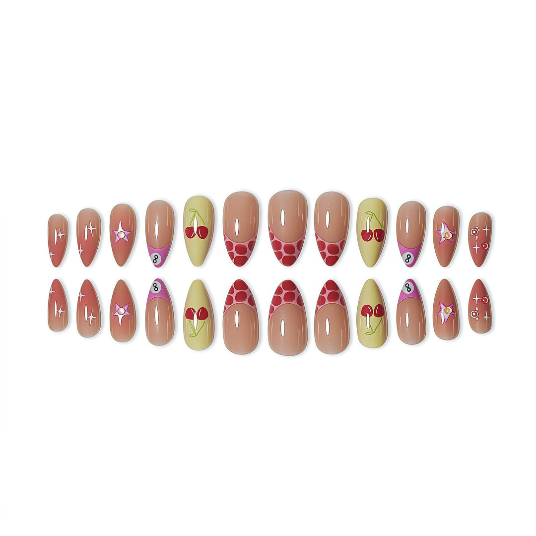 Künstlerisch von Früchten inspiriertes Press-On Nagelkunst Karnz