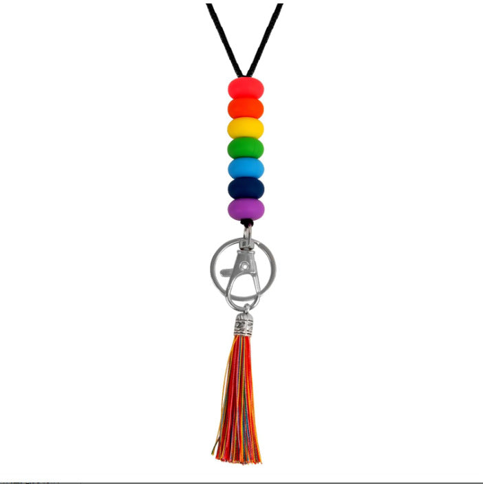 Bunter Perlen-Schlüsselanhänger Lanyard mit Quaste Karnz