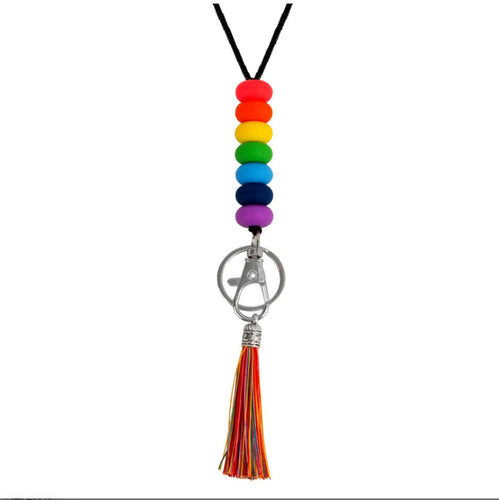 Bunter Perlen-Schlüsselanhänger Lanyard mit Quaste Karnz