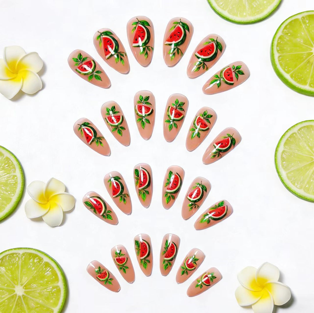 Kunstnägel mit Fröhlichem Melonenmotiv Karnz