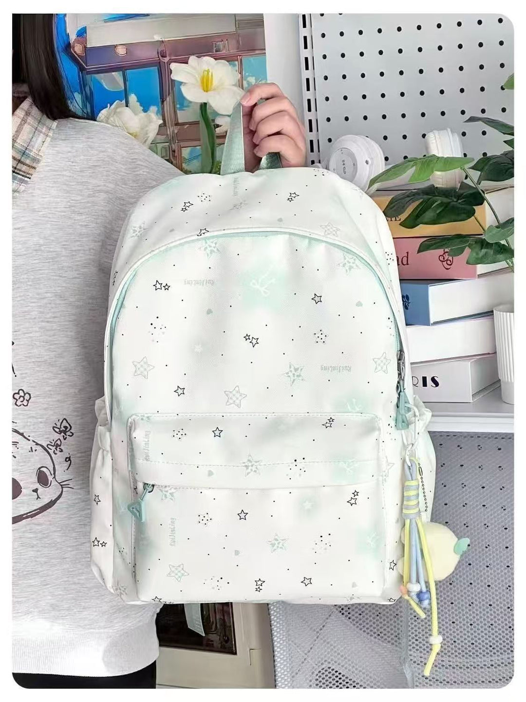 Schulrucksack mit Verspieltem Sternedesign und Mehreren Fächern Karnz