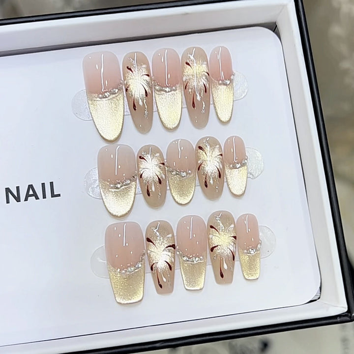 Künstlerisches florales Muster Press-On Nagelset Karnz