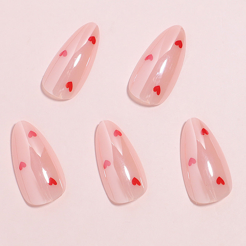 Herz-gedrucktes Press-On-Nagelset Karnz