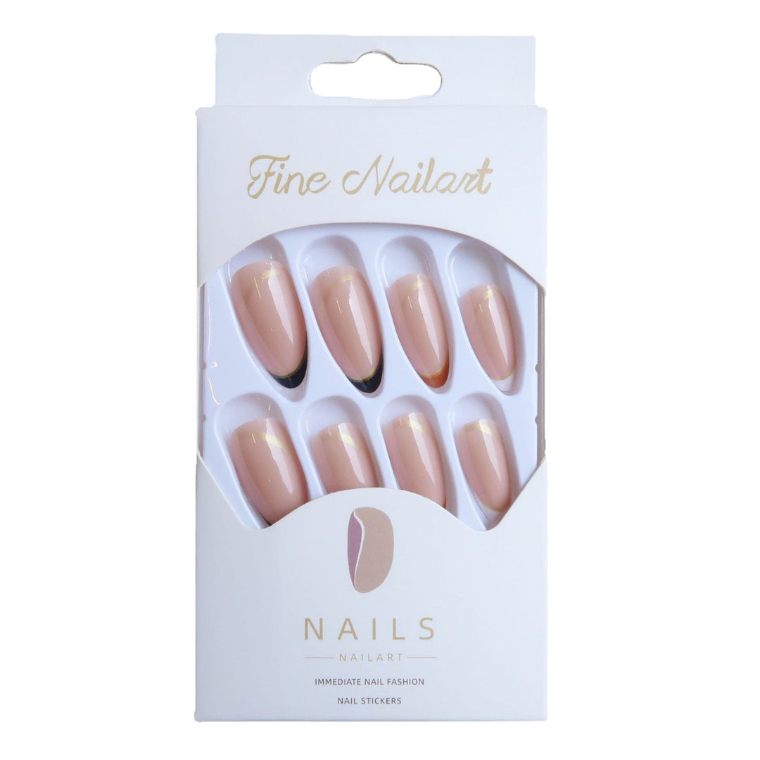 Elegante Stiletto Press-On Nagelset mit goldenen Akzenten