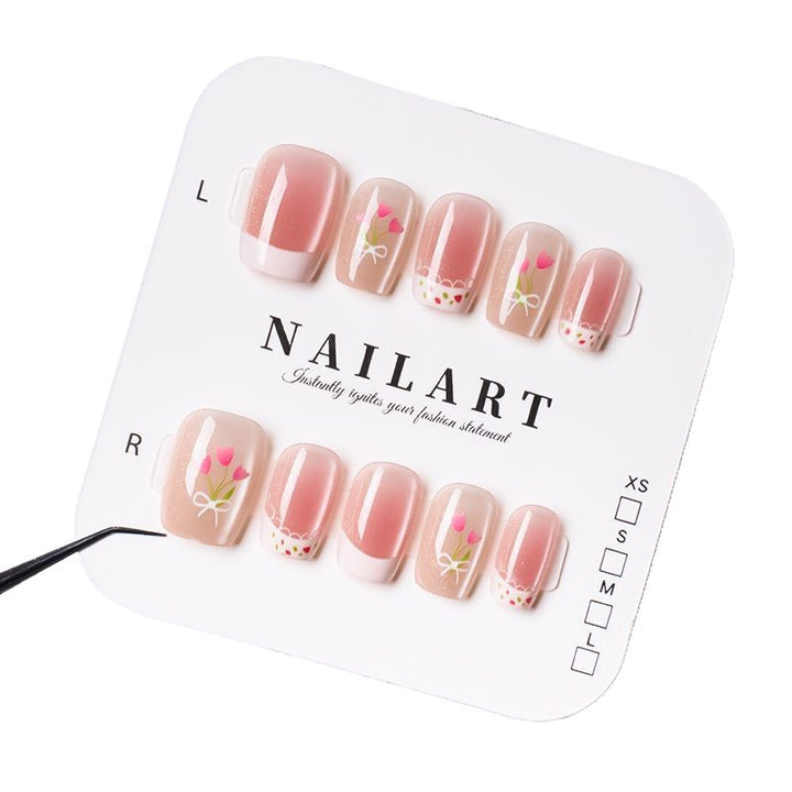Blumenmuster Press-On Nagelset Karnz