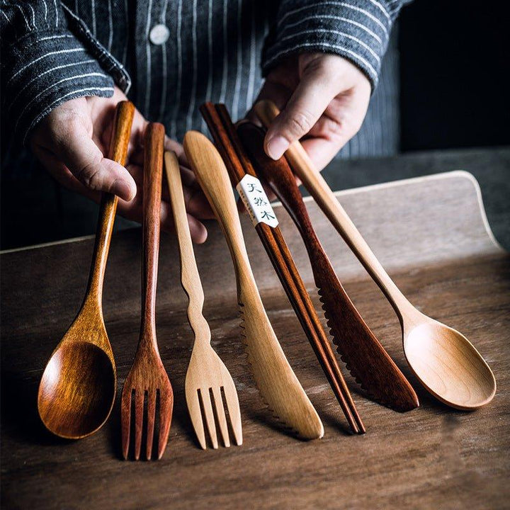 Japanischer schlichter Stil Holzbestecksets | Karnz