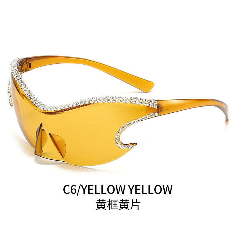 Damen Glamouröse Sonnenbrille mit funkelndem Strassbesatz Karnz