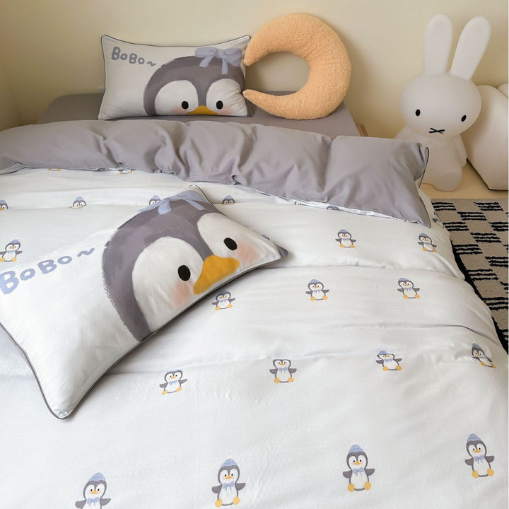 Kinderbedwäsche aus Baumwollsatin mit Bunny-Motiv, bedruckt, mit gebürsteter Rückseite und Eckbindern