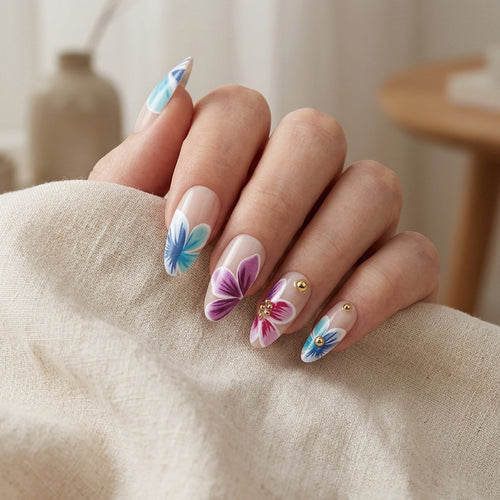 Künstlerisches Floral Design Press-On Nägel Karnz