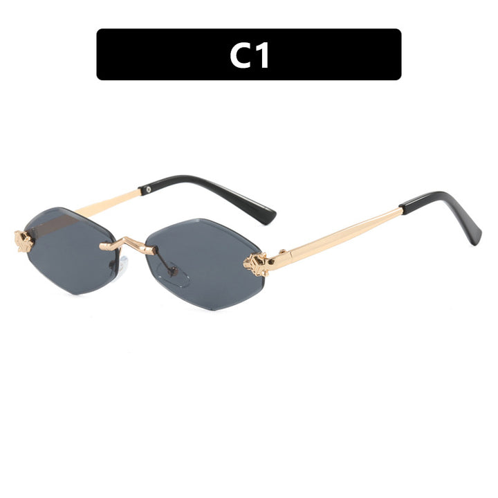 Damen geometrische Sonnenbrille mit doppeltem Metallrahmen und schützenden Gläsern Karnz