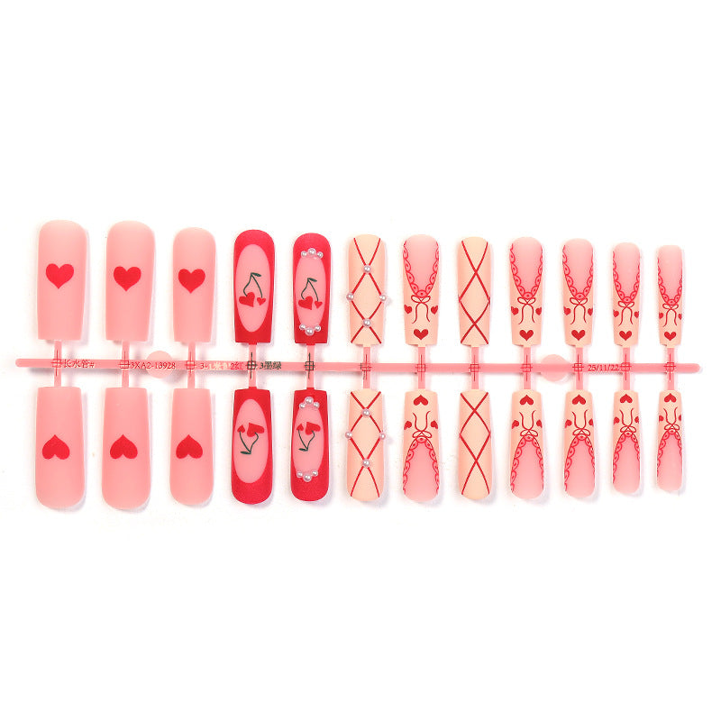 Herz-Themen Press-On Nagelkunst Set Karnz