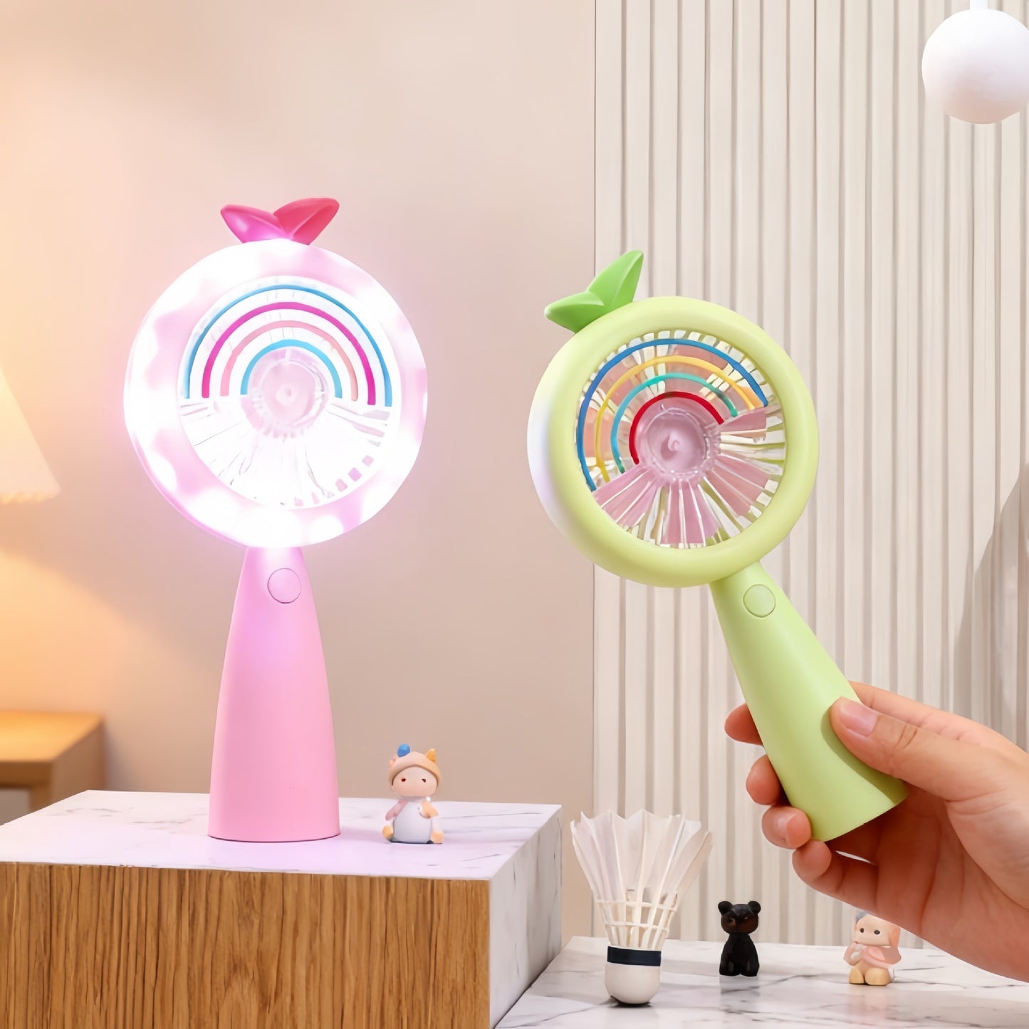 Damen Tragbarer USB Handventilator mit LED-Beleuchtung Karnz