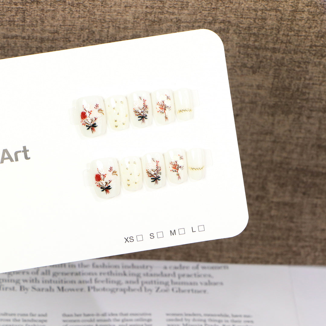 Floral Dekorative Press-On Nagelkunst Set Karnz