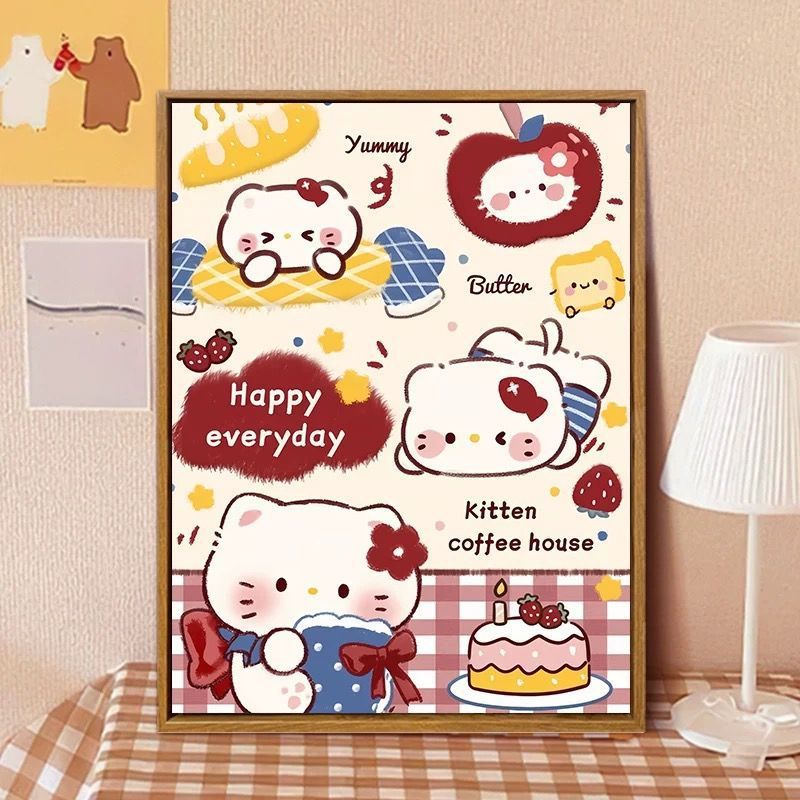 Hello Kitty-inspirierte Cartoon-Wandkunst Druck Karnz