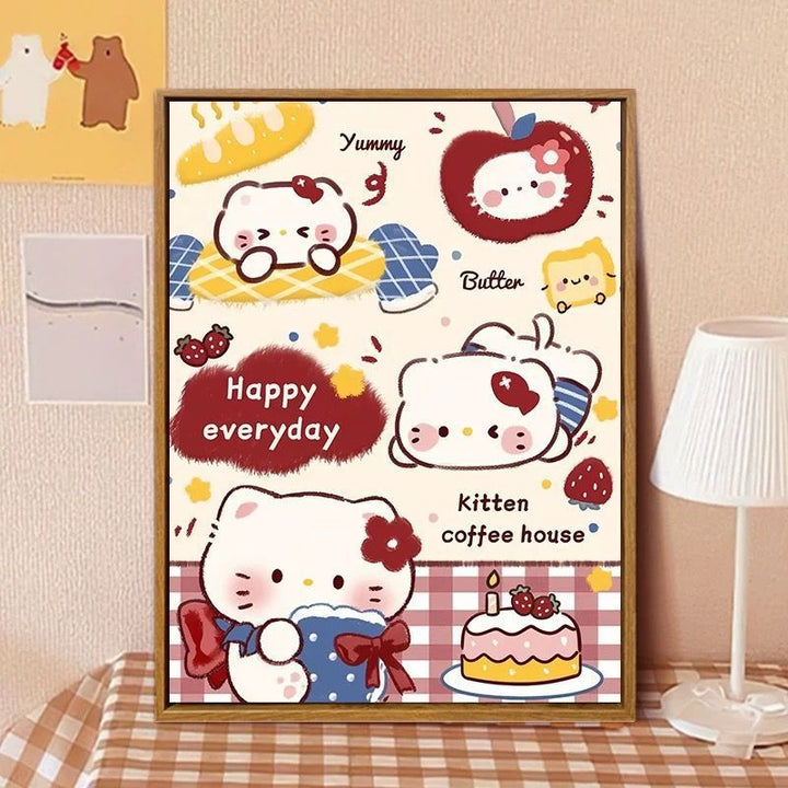Hello Kitty-inspirierte Cartoon-Wandkunst Druck Karnz