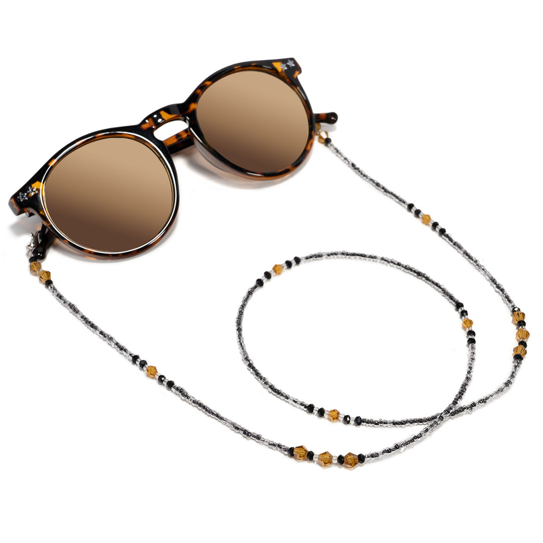 Elegante lila Perlen Brille Kette Karnz