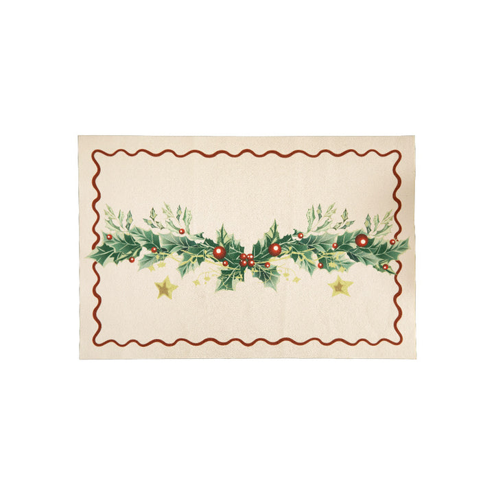 Weihnachts-Fußmatte mit Schriftzug und Stechpalmenmotiv