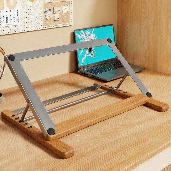 Verstellbarer Klapp-Laptop- und Tablet-Ständer mit schrägem Metallrahmen
