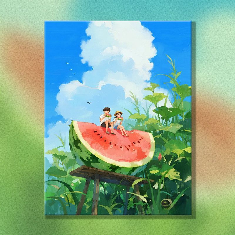 Verspielt Melonen-Themen Leinwand Kunstwerk Karnz