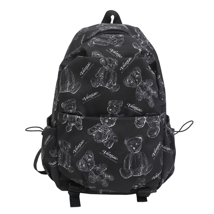 Verspielter Teddybär-Print-Rucksack