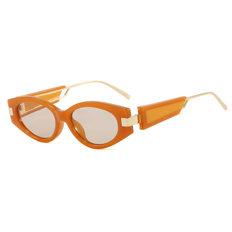 Damen elegante Cat-Eye Sonnenbrille mit goldenen Akzenten Karnz