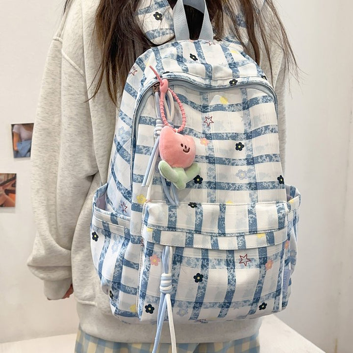Stylische Schachbrettdruck-Rucksack Karnz