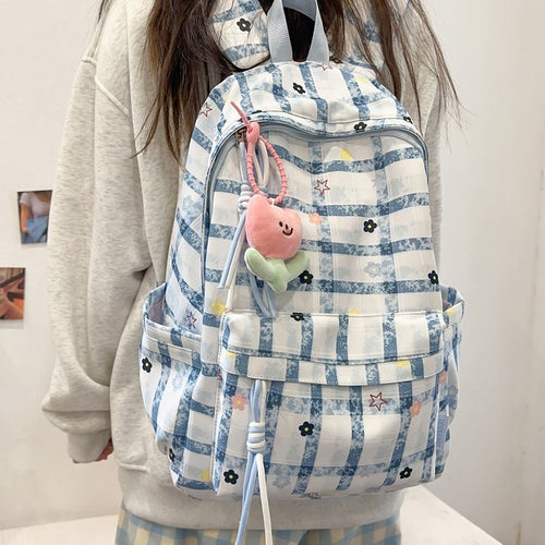 Stylische Schachbrettdruck-Rucksack Karnz