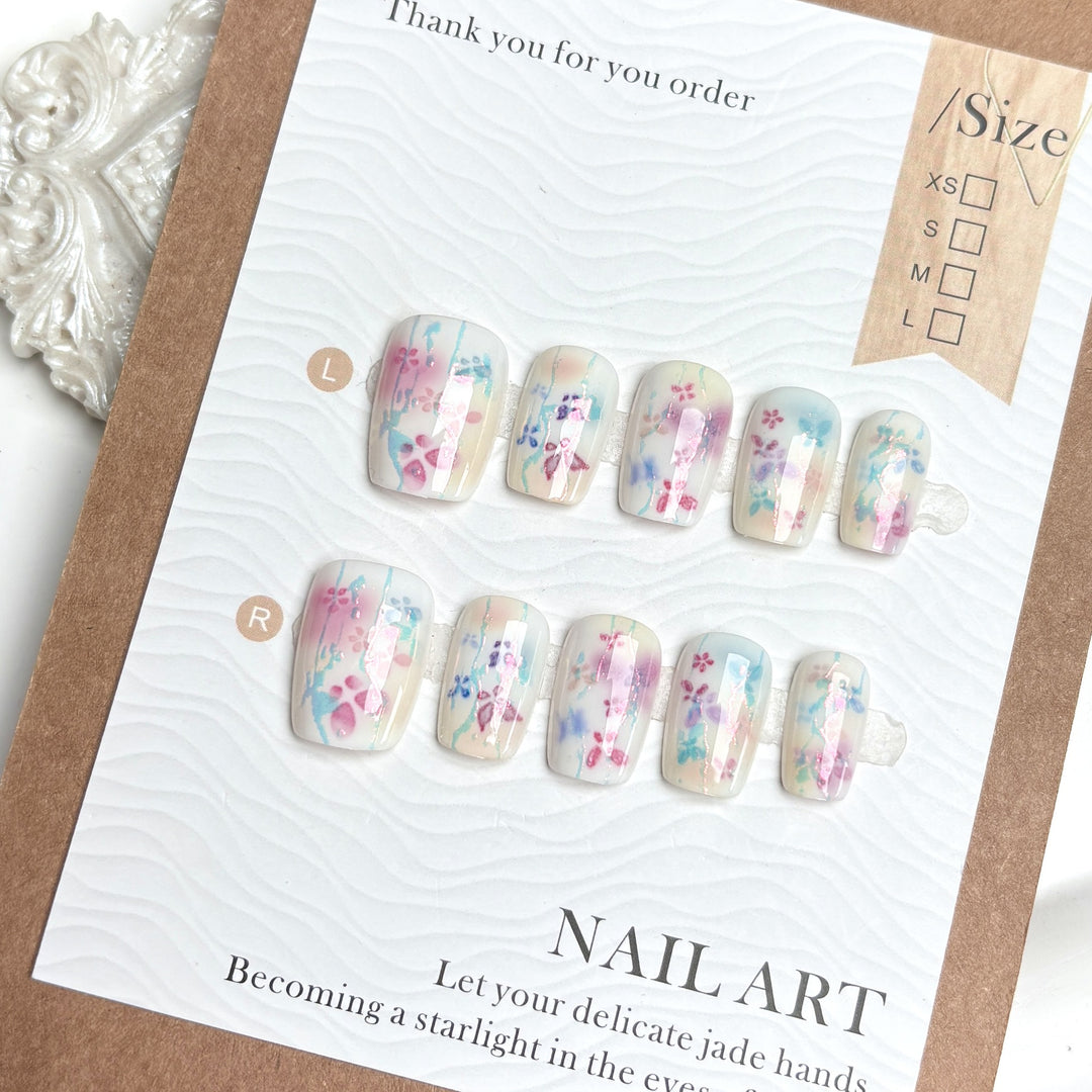 Dekoratives Florales Press-On Nagelset