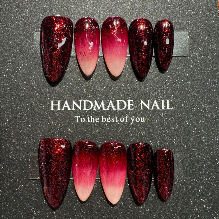 Handgemachte Glitter Ombre Press-On Nägel