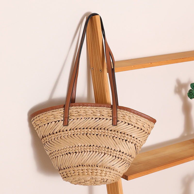 Damen Korb-Handtasche mit stilvollen Lederakzenten Karnz