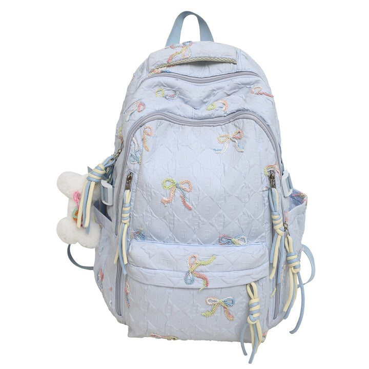 Gesteppt gestickter Rucksack mit Schleifenmotiv Karnz