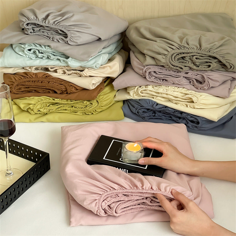 Tief-Taschen Elastisch Stretch Percale Spannbettlaken Set mit Paspel-Kissenbezügen
